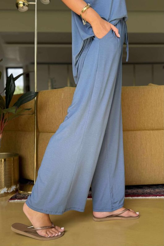 Made in Italy Essential Wide Leg Pant Denim 